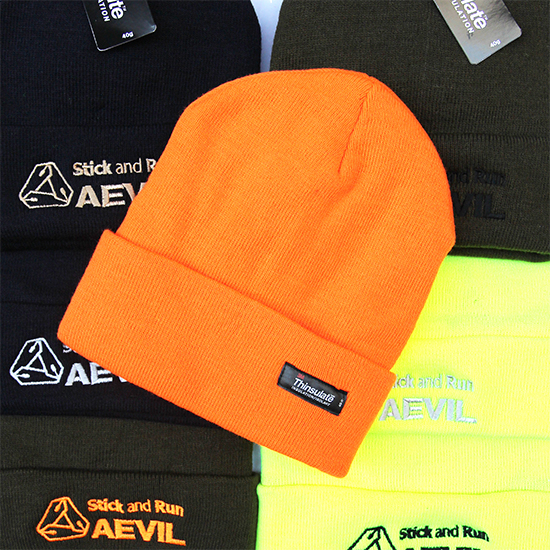 AEVIL LABELS ニットキャップ Thinsulate ビーニー 紺x黄 AEVIL LABELS ニットキャップ Thinsulate ビーニー 紺x黄
